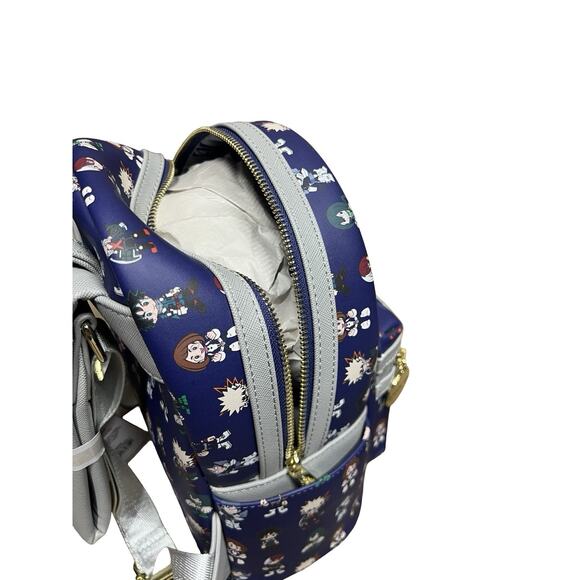 Loungefly My Hero Academia Group Allover Print MHA Womens Double Strap NWT